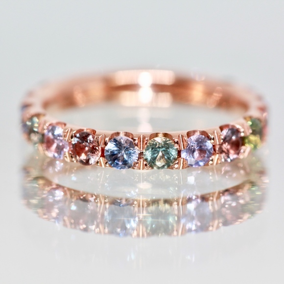 2 carat Diamonds 14k Rose Gold Color Eternity Ring - Picture 2 of 6